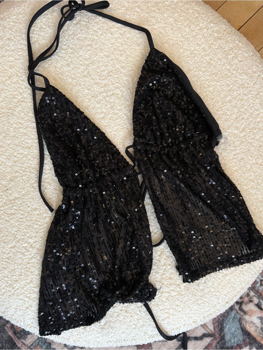 Black Sequin Halter Top